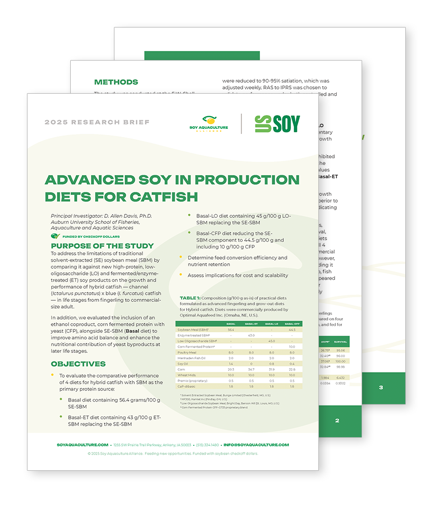 SAA Tech Brief Advanced Soy Production Diet Catfish