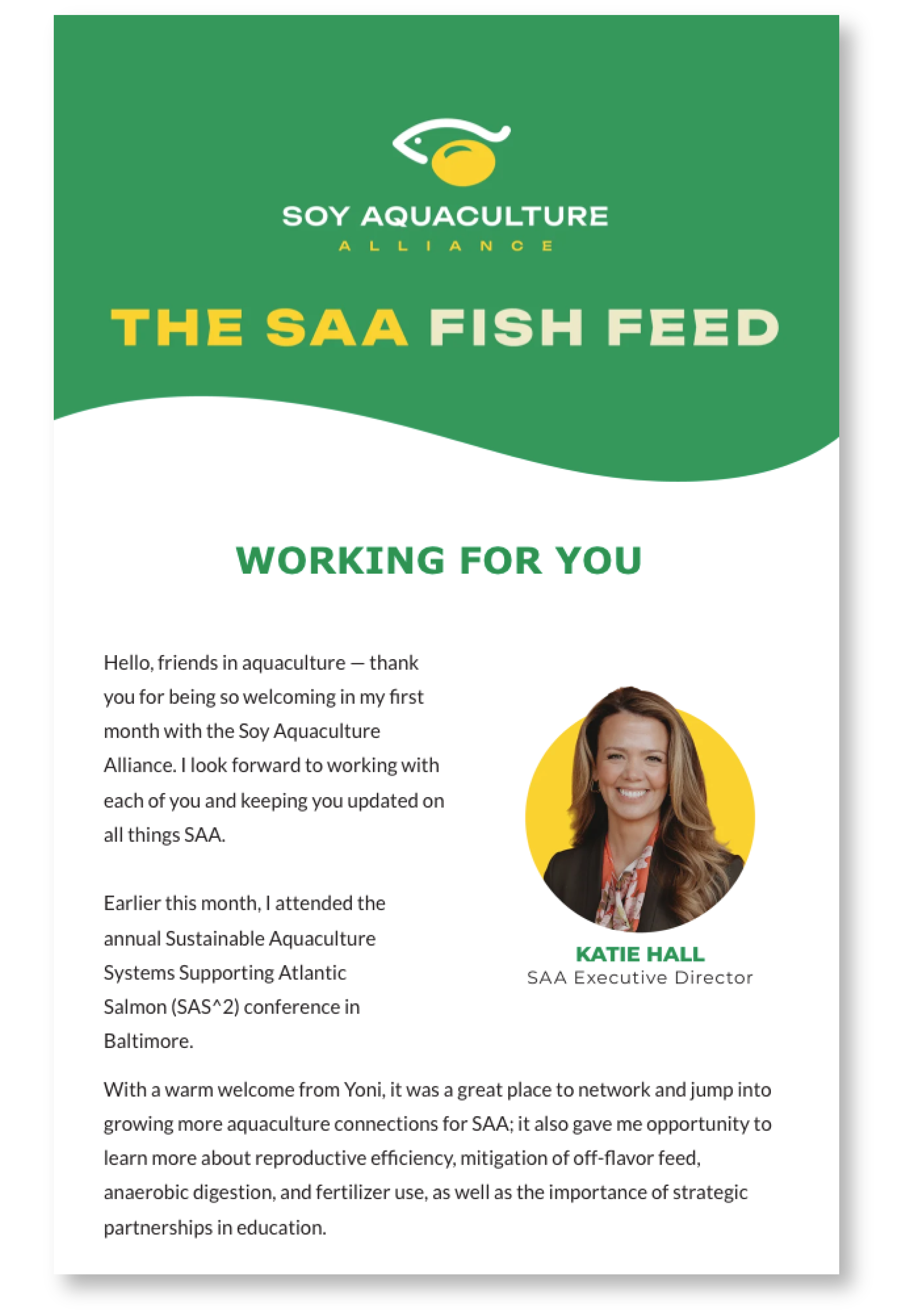 The SAA Fish Feed Katie